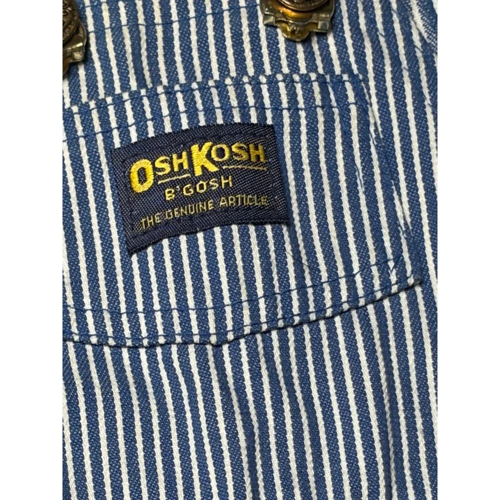 Vintage OshKosh B'Gosh Hickory Stripe Vestbak Shortalls 18 Months Made in USA